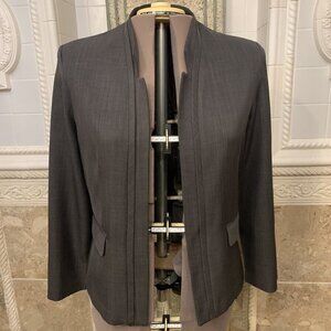 Perceptions. Size 16. Open Front Lightweight Charcoal Pleated Jacket. B61